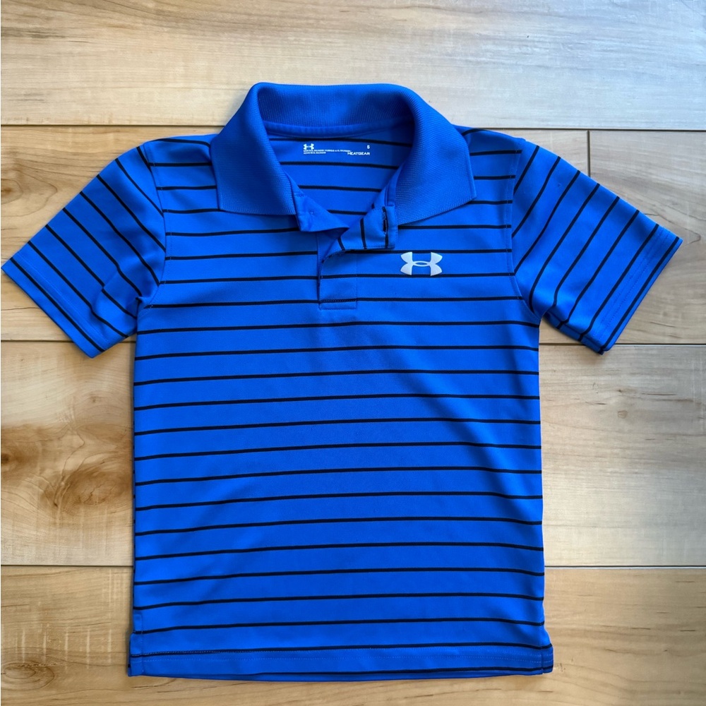 Under Armour Kids Polo in Blue with Black Stripes